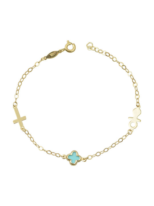 Graloro Kids Bracelet from Gold-plated Silver with Σταυρό