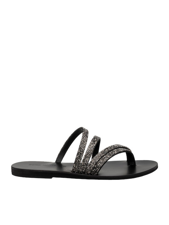 Sofia Manta Flache Sandalen für Damen ΑΣΗΜΙ/ΜΑΥΡΟ