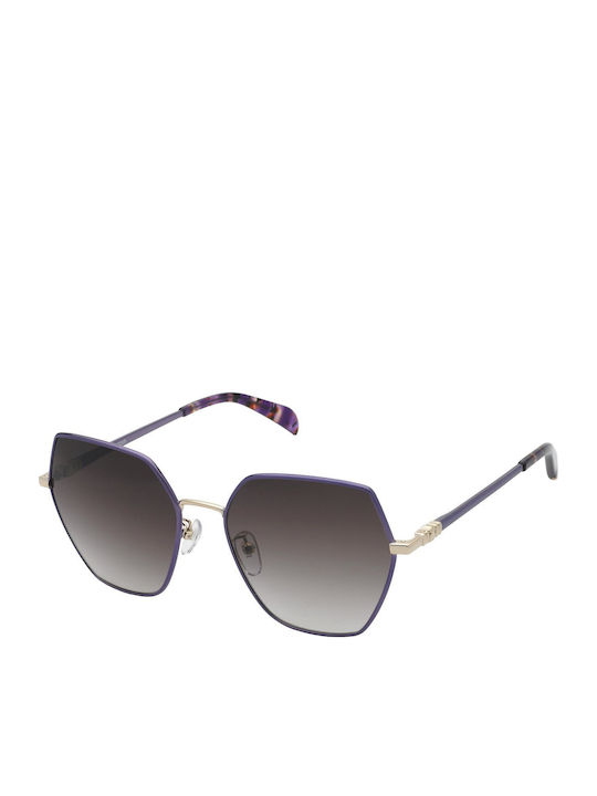Tous Damen Sonnenbrille mit Lila Metall Gestell und Braun Verlaufsfarbe Linse