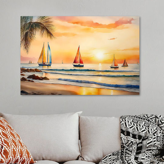 Megapap Tropical Sails At The Sunset Πίνακας σε Καμβά 100x70cm