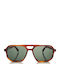 Faos Unisex Sonnenbrille mit Braun Schildkröte Kunststoff Gestell und Grün Linse 499661