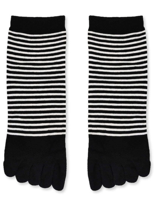 Κάλτσες Βαμβακερές Δάχτυλα Toe Socks Ριγέ Q&y