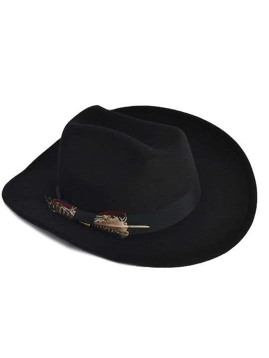 Mat Fashion Дамско шапка Федора Черна 0043.8106.Ν.W-черно
