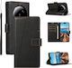 Embossed Line Wallet Leather / Silicone Black (Xiaomi 13 Ultra)