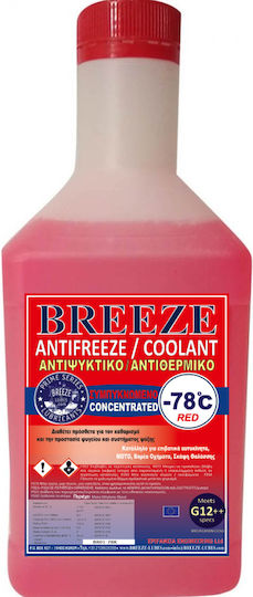 Breeze Συμπυκνωμένο Αντιψυκτικό Υγρό Ψυγείου Αυτοκινήτου -78°C Κόκκινο Χρώμα 1lt