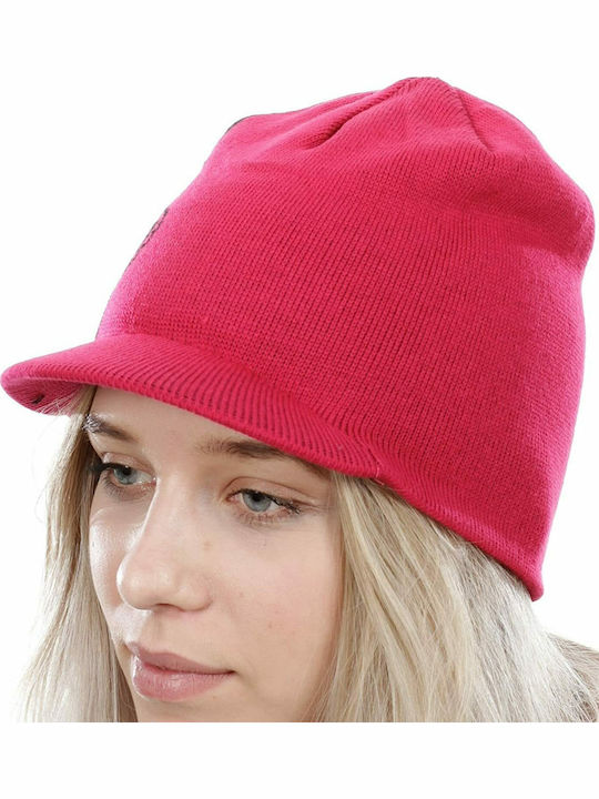 Status Beanie Unisex Σκούφος Πλεκτός σε Φούξια χρώμα