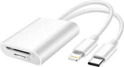 Linq Sd Micro-sd Card Reader To Usb-c Lightning 480mbps White