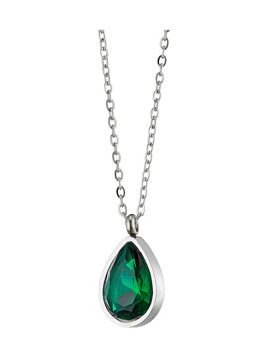 Graloro Necklace with design Tear from Steel with Zircon