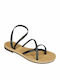 Leder Flache Sandalen für Damen in Schwarz Farbe