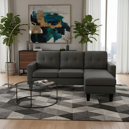 Liana Canapea Colțar Cu Unghi Reversibil Gri Închis 185x126x84cm