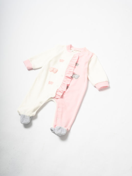Evita Body pentru Bebeluși Mânecă lungă Catifea Pink