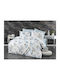 Dimcol Μελίνα Σετ Σεντόνια Υπέρδιπλα 220x240εκ. White-light Blue (4τμχ)