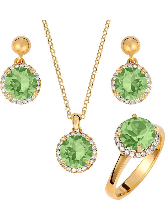 Set with Earrings & Ring from Silver Gold Plated with Stones