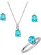 Verorama Set mit Halskette , Ohrringe & Ring aus Silber mit Steinen