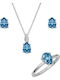 Verorama Set mit Halskette , Ohrringe & Ring aus Silber mit Steinen