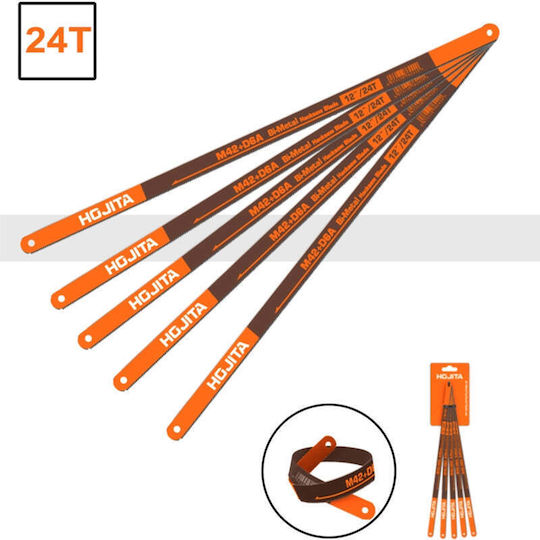 Hojita Hjhb1h24 Colecții Lame De Ferăstrău Metal Plastic Bi-metal Hss 24tpi 300mm Set 5 Bucăți