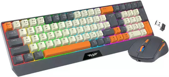 Armaggeddon MM-852R Fără fir Set Gaming Tastatură cu Taste Iluminate & Mouse (Engleză US) Stealth Grey Orange