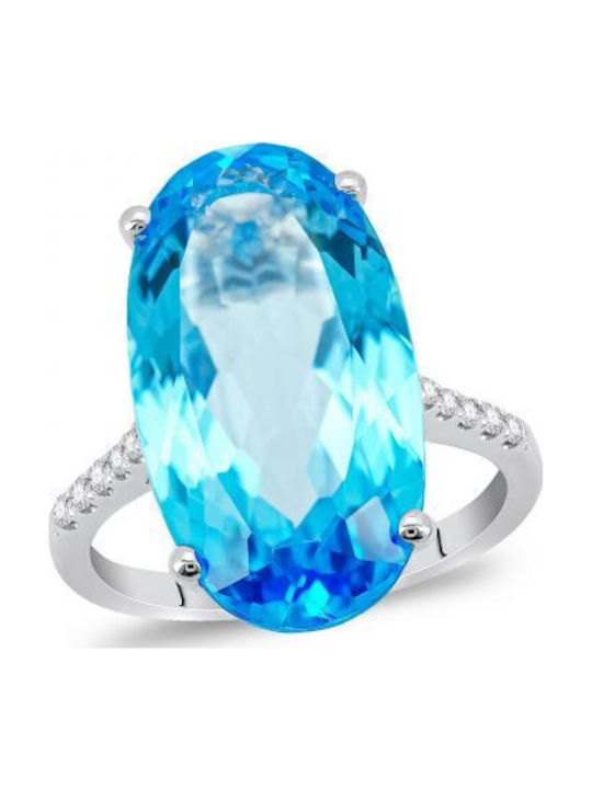 Diamond Group Ring with Diamond made of White gold 18K