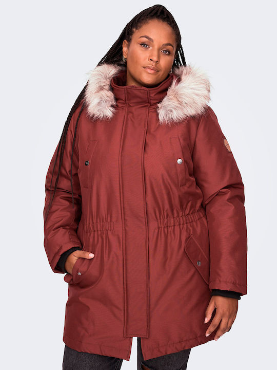 Only Carmakoma Women's Long Parka Jacket for Winter with Hood