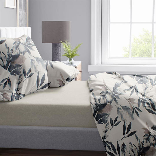 Dimcol Duvet Cover Cotton Queen 220x240 Eurydiki 710 Ecru-black