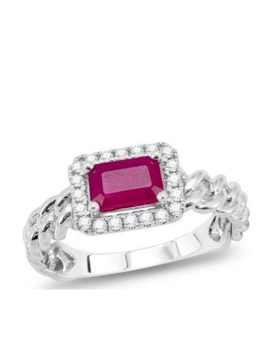 Kiriakos Gofas Ring with Diamond made of White gold 18K