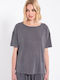 Women's Blouse Short Sleeve Philosophy Grey