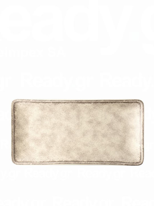 Lukanda Serving Platter Rectangular made of Porcelain Gray 21x10cm
