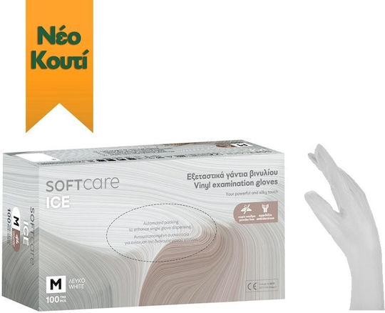 Soft Touch Mănuși Vinil Fără pulbere în Alb Culoare 100buc