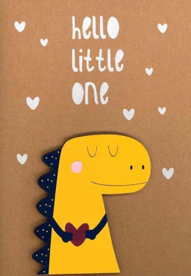 Grußkarte Abziehbare Magnetfigur Hello Little One Gelber Dinosaurier Joy Brand