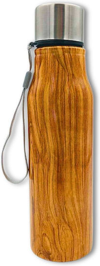 Uncle George Bottle Thermos Stainless Steel BPA Free 750ml Wood Effect