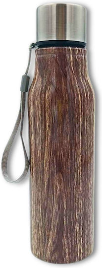 Uncle George Bottle Thermos Stainless Steel BPA Free 750ml Wood Effect