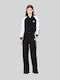 Boke Flower 2.0 Women's Fabric Trousers in Straight Leg Style Black