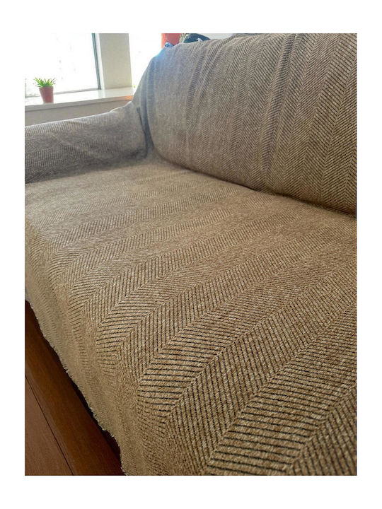 Linea Home Sofa Throw 2 Seater Chenille 180x240cm Mocha