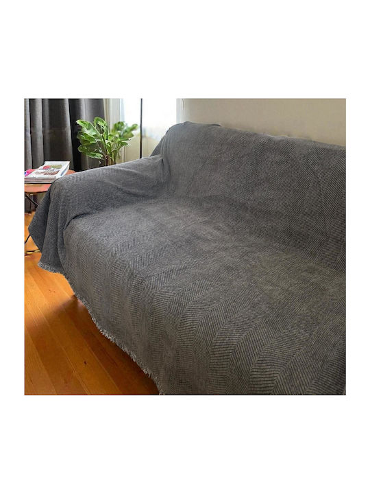Linea Home Three-Seater Sofa Throw Chenille 180x300cm Grey