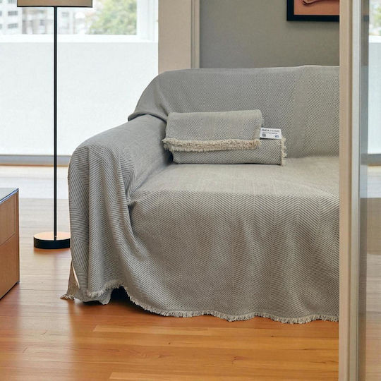 Linea Home Armchair Throw P180xW160cm Ecru / Gray