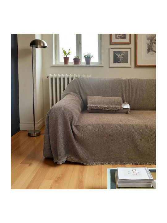Linea Home Decken & Couchdecken Viersitzer-Sofa Überwurf Chenille 180x320cm Mokka