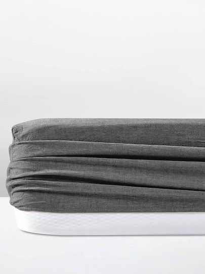 Aigaion Sheet for Single Bed with Elastic 100x200+40cm. Black