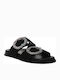 Δερμάτινα Γυναικεία Σανδάλια Flatforms Μαύρα