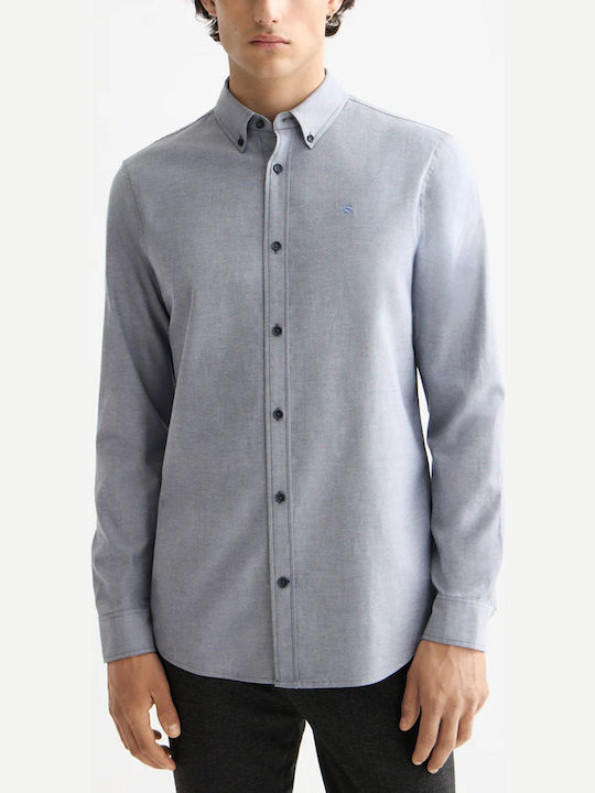 Seasonal Solid Long-sleeved Shirt Peacoat