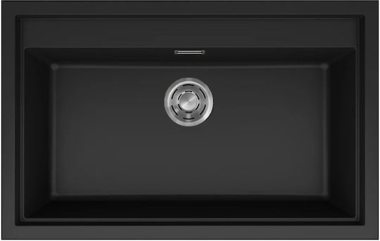 Elleci Elleci 130 Drop-In Küchenspüle aus Flüssigem Granit M79xP50cm Schwarze
