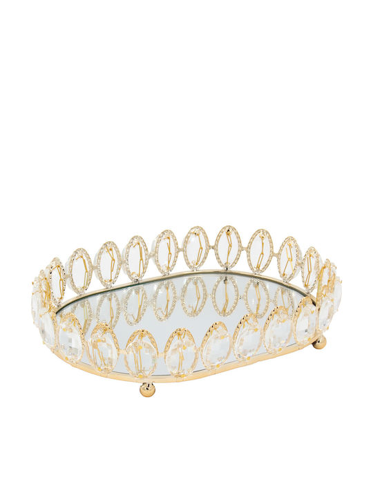 Keskor Metallic Oval Decorative Tray with Mirror 25x18x5.5cm