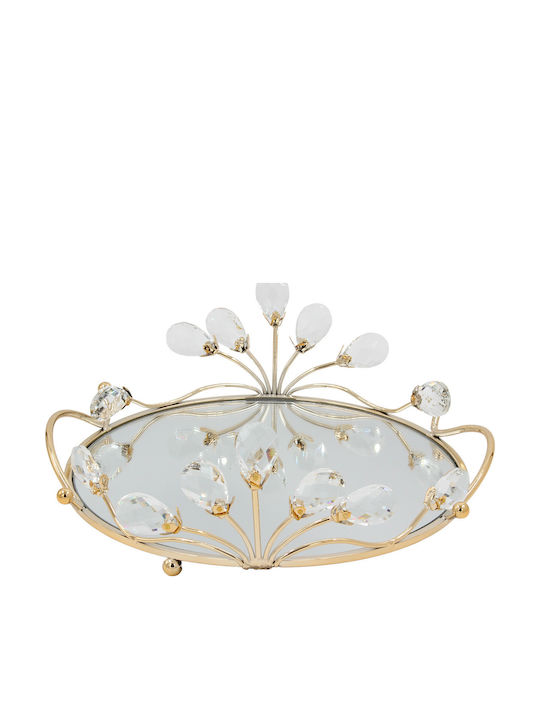 Keskor Metallic Round Decorative Tray with Mirror 28x29x10cm