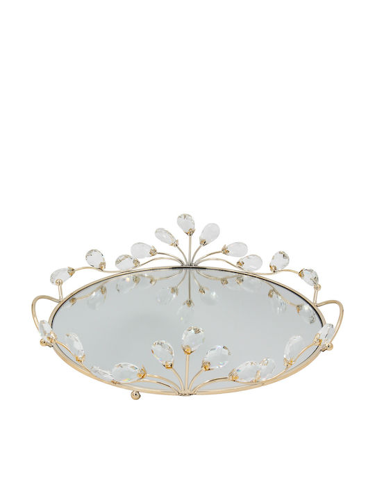 Keskor Metallic Round Decorative Tray with Mirror 39x37x10cm