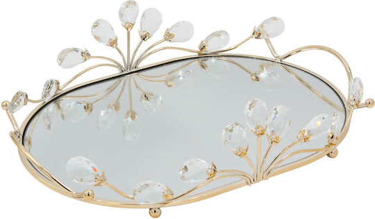Keskor Διακοσμητικός Δίσκος Metallisch Oval mit Spiegel 37x26x10cm 1Stück