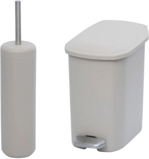 Rainbow Metallic Toilet Brush and Basket Set Soft Close 6lt Beige Rainbow Metallic Toilet Brush and Basket Set Soft Close 6lt Beige