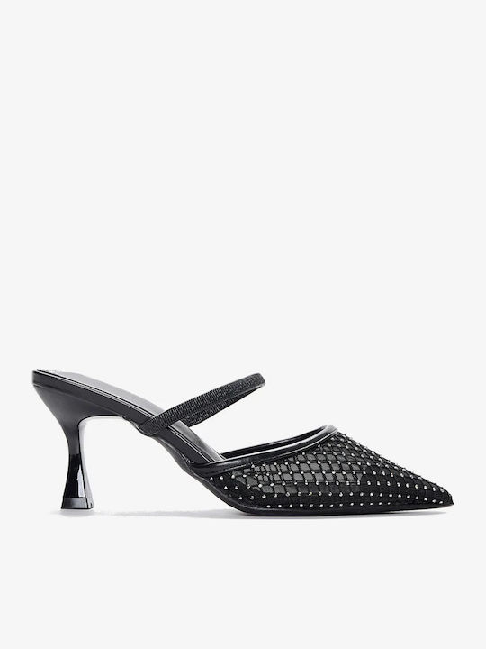 Alta Moda Mules με Τακούνι σε Μαύρο Χρώμα