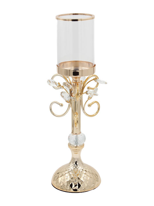 Keskor Candle Holder Metal in Gold Color 14x14x46cm 1pcs