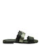 Leather Women's Flat Sandals in Black Color