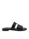 Leather Women's Flat Sandals in Black Color
