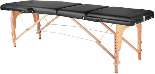 Salon Tech Wooden Folding Black Massage and Physiotherapy Bed